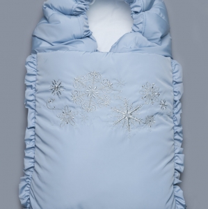 Зимний конверт на выписку "Голубые снежинки" Модный карапуз