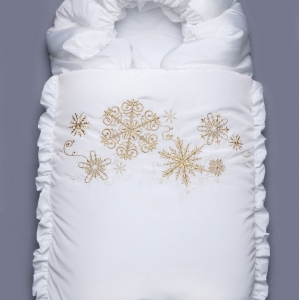 Зимний конверт на выписку "Золотые снежинки" Модный карапуз