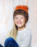Шерстяная шапка оранжевая "Олени" Софія