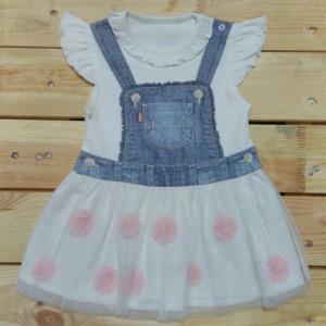 Детское платье с вышивкой "Розовые цветы" Kitikate
