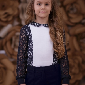 Детская блузка с кружевными рукавами "Blue" Zironka