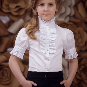 Детская блузка с коротким рукавом "Жабо"  Zironka