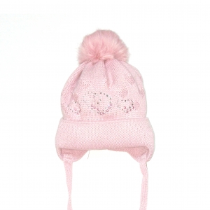 Детская теплая шапка " Pink heart" Barbaras